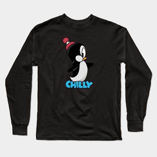 Cartoon Penguin Long Sleeve T-Shirt by Randomart